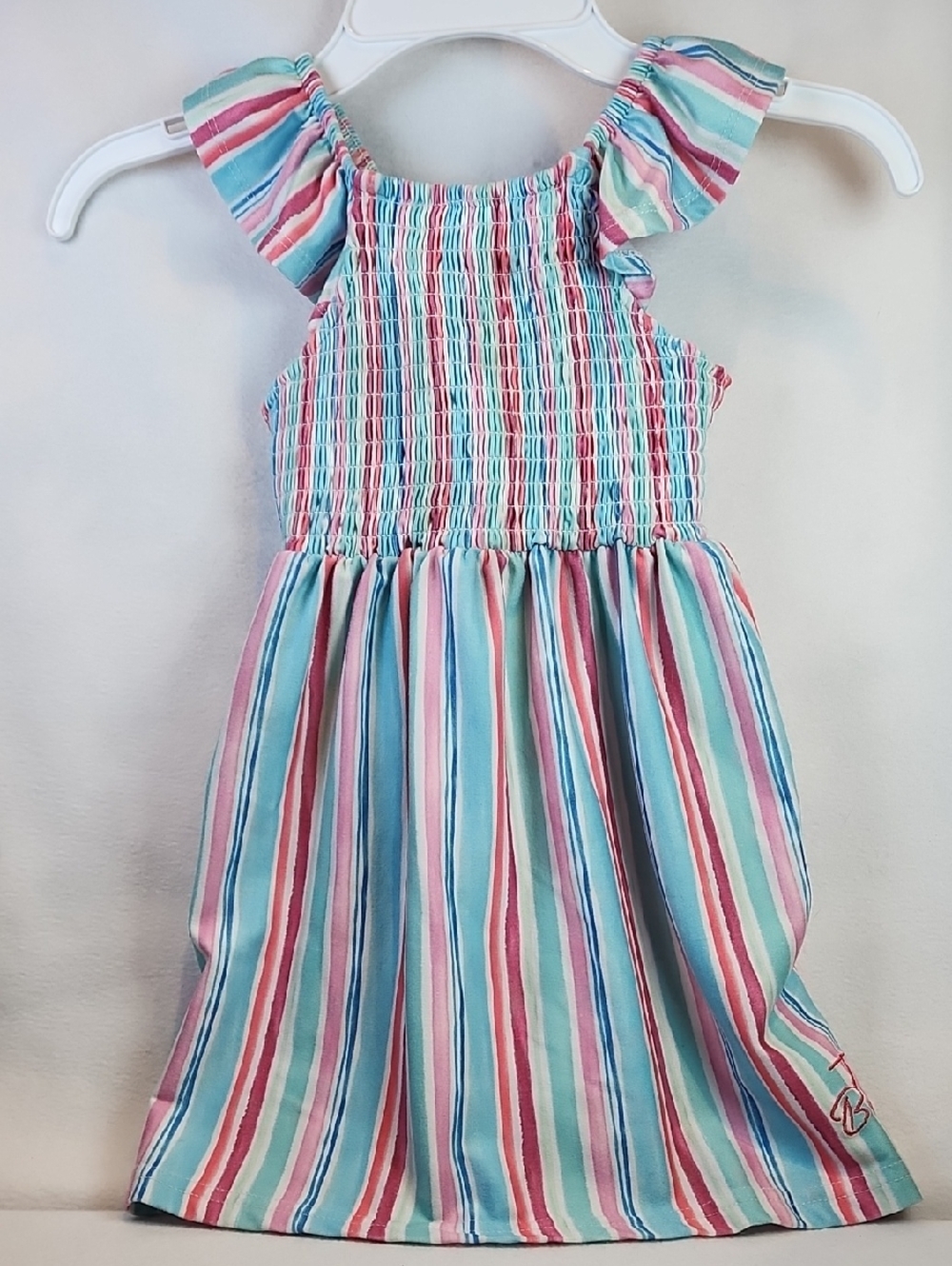 Tommy Bahama Striped Smocked Sundress - Pink, Aqua & Blue